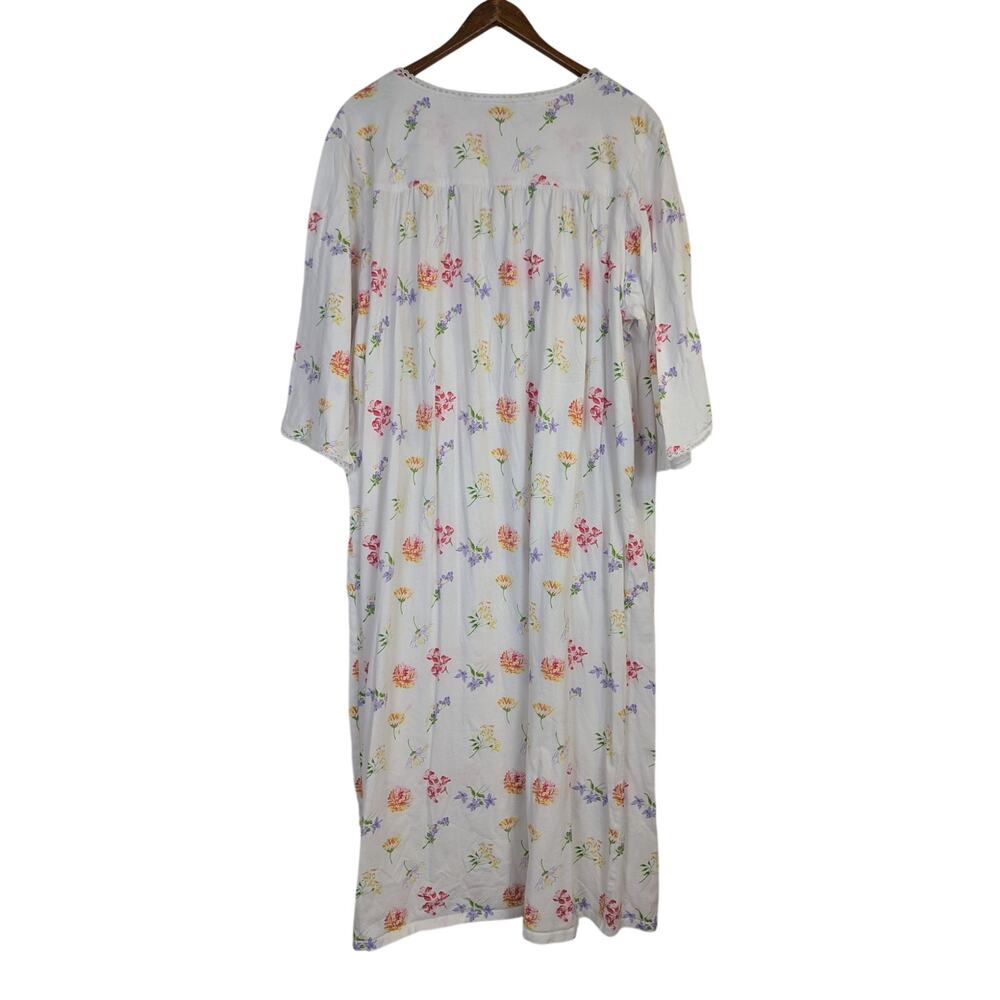 Lanz of Salzburg Floral Nightgown Feminine Romantic Cottage Lace Long Midi 2X - Picture 5 of 8